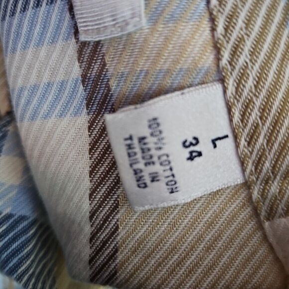 Turnbury Men's shirt sz L 34 blue beige plaid button down casual - Picture 8 of 11